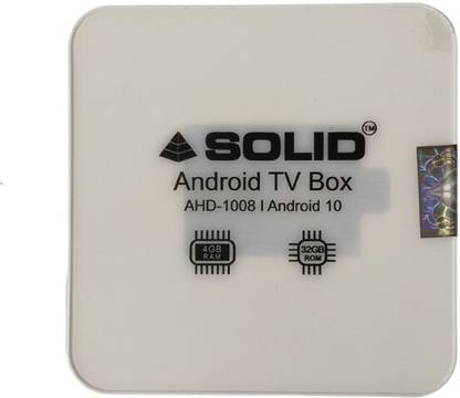Solid AHD-1008 4GB / 32GB Storage Android Box with 1 Year subscription SILVER Pack Media Streaming Device