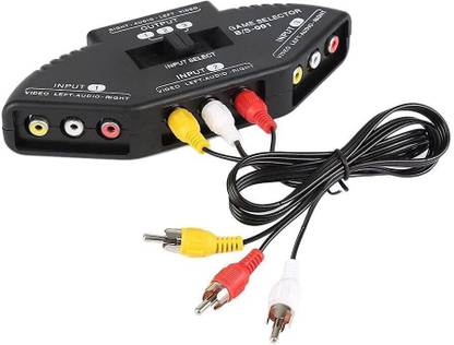 microware RCA Switcher with 3-Input and 1-Output, Audio & Video RCA Switch Box with Cable Media Streaming Device