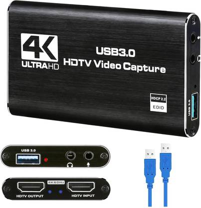 microware HDMI Video Capture Card, HDMI to USB 3.0 Capture Device for Gaming, Streaming or Live Broadcasting Compatible with OBS Linux, Mac OS, Windows 7/8/10 (USB 3.0-HD-Loop) Media Streaming Device