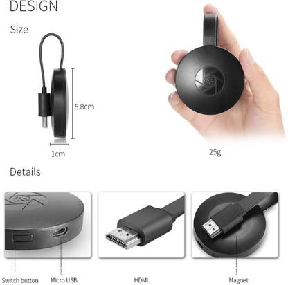 FRONY UG-Chromecast Dongle Wireless 1080P HDMI Mirror Screen Display Adapter For TV Media Streaming Device