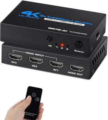 Tobo 4K HDMI Switch 3 in 1 Out with Remote Control 3-Port HDMI Switcher TD-897H Media Streaming Device
