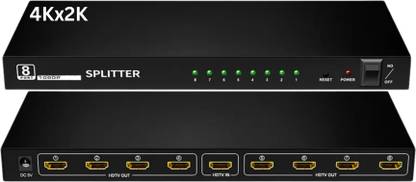 Octec 8-Port HDMI Splitter 1 In 8 Out, 4K@30Hz HDMI-Compatible Video Duplicator Media Streaming Device