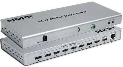 microware 8X1 HDMI multiviewer 4k output HDMI Switcher 8 input Seamless, IR Screen Divider Media Streaming Device