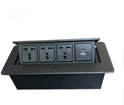 TECHGEAR Pop up box Cable Cubby with 3 universal power socket 1 USB A 1 USB C Media Streaming Device