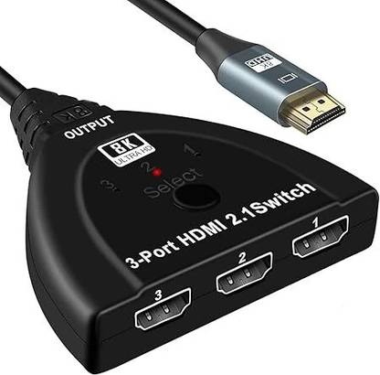Tobo 8K HDMI 2.1 Switch Splitter, HDMI Switch 3 Port HDMI SwitcherTD-954H Media Streaming Device