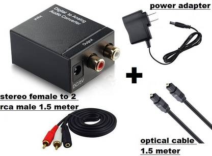 JAMUS Digital to Analog Audio Converter,Toslink Cable, Stereo female to 2 RCA Cable Media Streaming Device