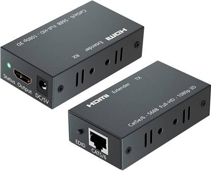 microware 60M HDMI Extender Transmitter/Sender + Receiver Over Cat5 / Cat6 Upto 60 Meters Media Streaming Device