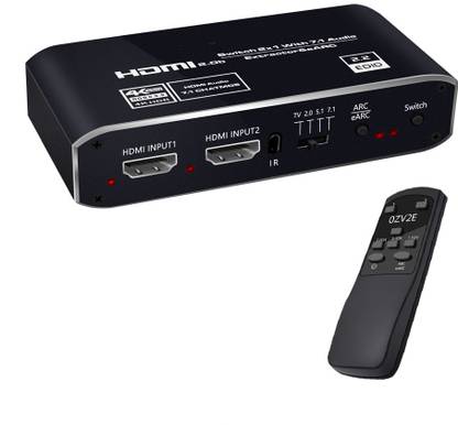 microware 2x1 4K HDMI 2.0b Switch eARC Audio Extractor With ARC & Optical Toslink Media Streaming Device