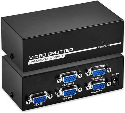microware 4 port VGA Splitter, 1 PC to 4 VGA Output Device with 200MHz Bandwidth Media Streaming Device