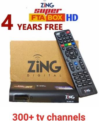 Sky Zing Super FTA Set Top Box 230+ Tv Channels & Service (No Reacharge For 4 Years) Media Streaming Device
