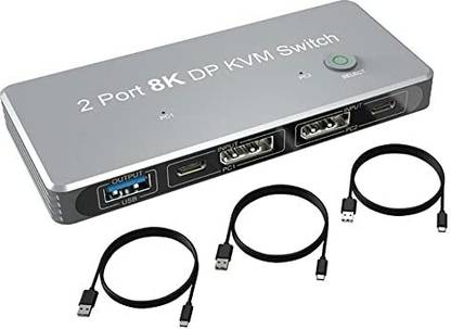 Tobo KVM Switch with 8K Display with 2Ports 8K DP Suitable for Office Gaming,-TD-945H Media Streaming Device