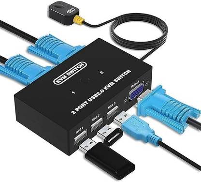 Tobo USB VGA KVM Switch for 2 PC Sharing 1 Video Monitor and 3 USB Devices TD-1233H Media Streaming Device