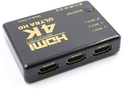 Tobo 4K 1080p Full HD 3 Port IN 1 OUT HDMI Switch with Remote Control Media Streaming Device  (Black)