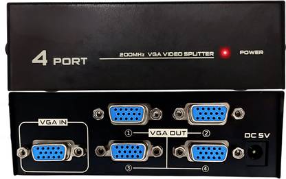 Octec 4-Port VGA Splitter Switch 1 In 4 Out Video PC Monitor Projector TV LCD Display Media Streaming Device
