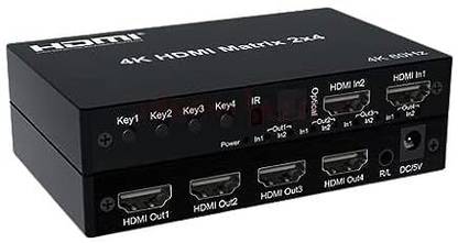 VOOCME 2x4 HDMI Matrix Switch 4K 60Hz 2 in 4 out Matrix HDMI Switch Splitter Converter Media Streaming Device