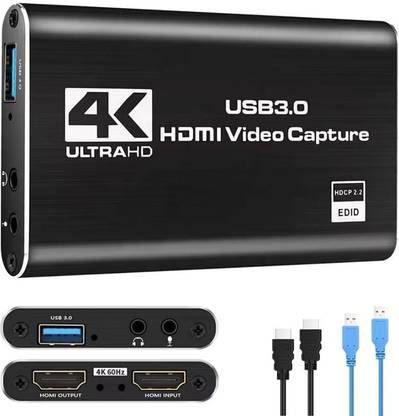 coolcold Capture Card, 4K USB 3.0 HDMI Game Video Capture Card with HDMI Loop-Out 1080P Media Streaming Device