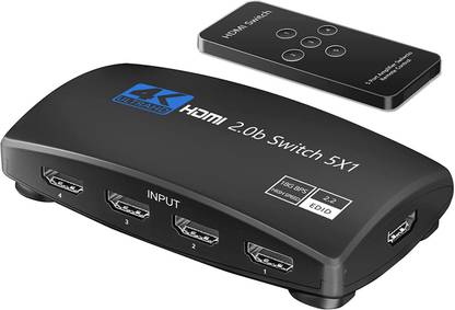 Tobo HDMI Switcher 5 Port HDMI Switch Box with Remote 5 in 1 Out HDMI 2.0b TD-898H Media Streaming Device