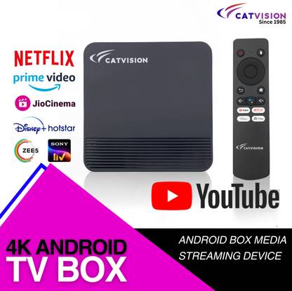 Catvision Android TV Box | 2GB/16GB | Dual Band Wi-Fi | 4K HDR | Bluetooth Voice Remote | Media Streaming Device