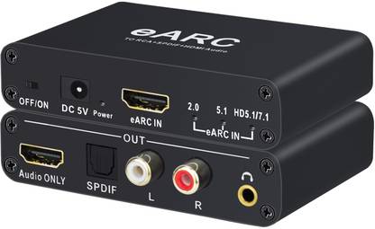 microware 192KHz eARC/ARC Audio Extractor HDMI eARC ARC Audio to HDMI SPDIF Optical L/R Media Streaming Device