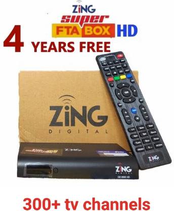 KDP Zing Super FTA Full HD Set Top Box 300+ Tv Channels (No Reacharge For 4 Years) Media Streaming Device