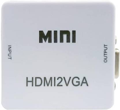 Flukey telecom Mini HDMI to VGA Converter with Audio HDMI2VGA 1080P Adapter (White) Media Streaming Device