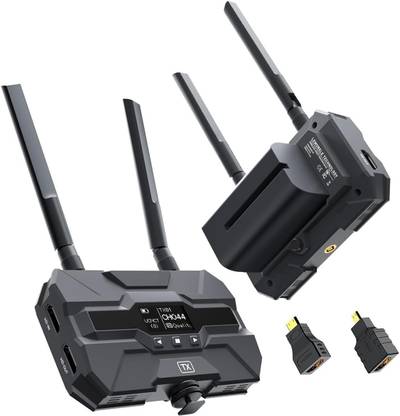 microware Wireless HDMI Transmitter and Receiver with 2x4400mAh Batteries, for Videography Media Streaming Device