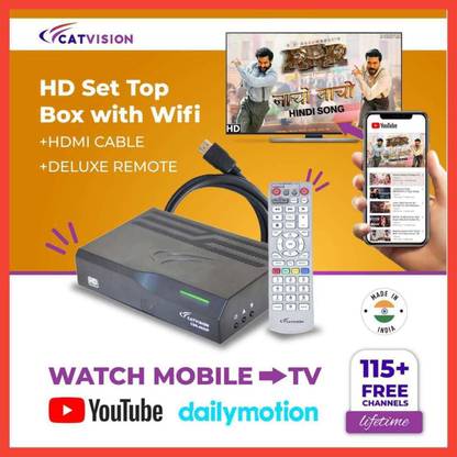 Catvision 150 Channels Lifetime Free | Watch YouTube on TV | DD FreeDish Wifi Set Top Box Media Streaming Device