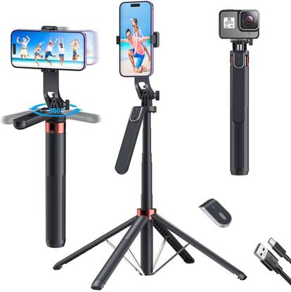 RETRACK P185MAX 2.2M Aluminum Bluetooth 360° Rotating 1/4 Screw BT Shutter 4 leg Tripod Bluetooth Selfie Stick