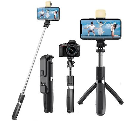 FITRIC R1S Bluetooth Selfie Stick with Tripod | Extendable, Wireless Remote, 360° Rotation, Adjustable Length for All Smartphones Bluetooth Selfie Stick