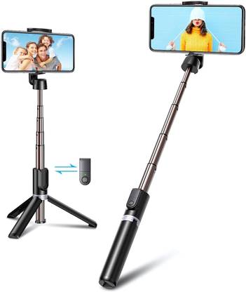 NAFA Portable Selfie Stick for Mobile Phones with Wireless Bluetooth Remote (Replaceable Battery), Adjustable Height (240mm-600mm), 2-in-1 Design - Bluetooth Selfie Stick