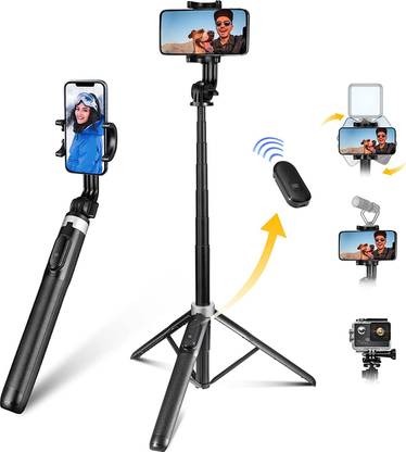 amblic Upgrade Q05 Selfie Stick Tripod Extra Long 61 inch/156 cm, Long Multi-Function Selfie Stick for Smartphones & Action Camera Bluetooth Selfie Stick