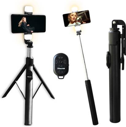 iVoltaa Extra long Flash Light Tripod with Detachable Remote Bluetooth Selfie Stick