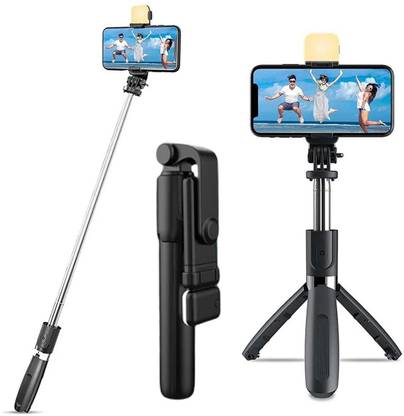 Abzura Selfie Stick R1S with LED Light and detachable Bluetooth Wireless Remote, compatible with Smart Phones and medium format Camera Bluetooth Selfie Stick