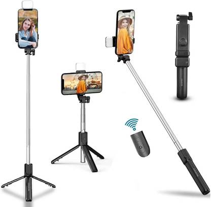 Kratos Selfie Stick with Light, Multi Purpose Selfie Stand, Selfie Stick Bluetooth Remote, Bluetooth Selfie Stick