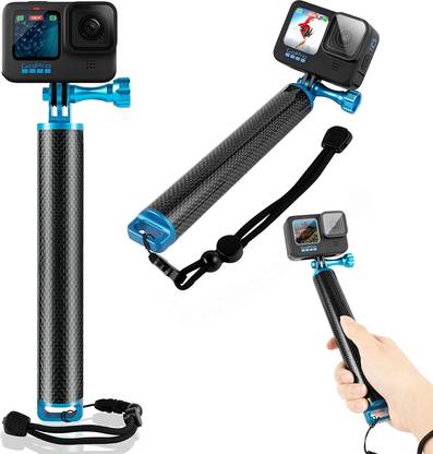 TECHGEAR Carbon Fiber Waterproof Floating Hand Grip for GoPro Max Hero 11 10 9, Insta360 and Other Action Cameras, Underwater Selfie Stick Suitable for Surfing, Snorkeling, Underwater Shooting Bluetooth Selfie Stick