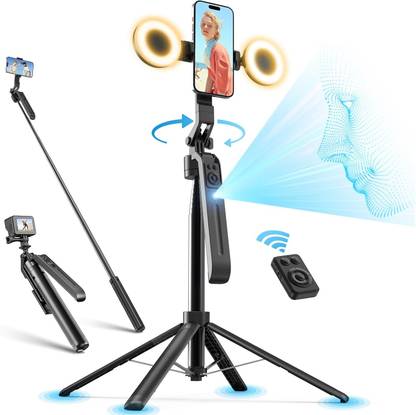 RETRACK C12 1.8Meter Long AI Auto Smart Tracking Tripod 360° Auto Follow-Up Face Tracking Gimbal All-in-One + 2 Fill Light Bluetooth Selfie Stick