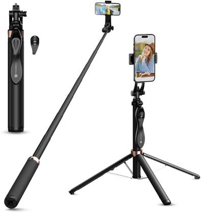 Portronics Lumistick Pro Smart Selfie Stick with Tripod, 360 Degree Rotation, 10 M Bluetooth Range, 1600 mm Extension Rod, 3 Light Modes Bluetooth Selfie Stick