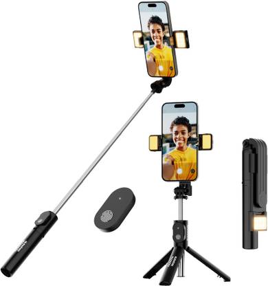 Dubstep Flickstick Lit Smart Selfie Stick with 2 LED Fill Light, 360 Degree Rotation Bluetooth Selfie Stick