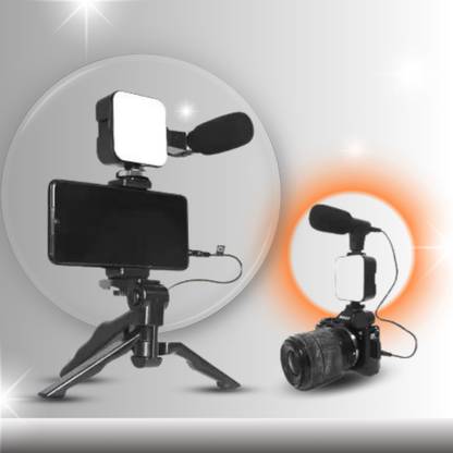 AJFuture Kit Combo (Shotgun Microphone, Selfie Light, Tripod Stand, Mobile Holder) Monopod
