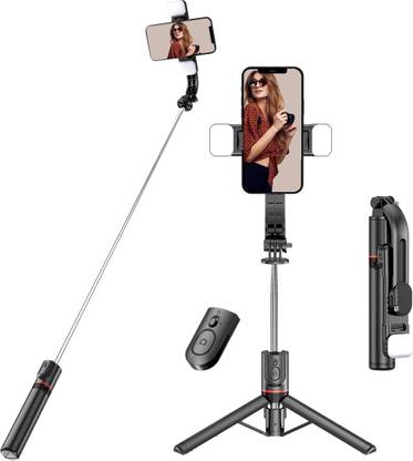 Portronics Lumistick Smart Selfie Stick with Tripod Stand, 360° Rotation, Bluetooth v 5.3, 3 Light Modes Bluetooth Selfie Stick