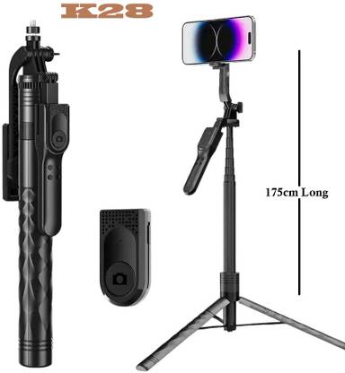 RETRACK K28 HANDHELD STABILIZING TRIPOD 360degrees Rotation with remote 1.75 meters Long Bluetooth Selfie Stick