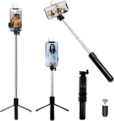JB Enterprises Detachable Bluetooth Wireless Remote Selfie Stick with LED Bluetooth Selfie Stick