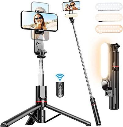 Hold up Tripod with Fill Light, 44 Inch Extendable Selfie Stick with Wireless Remote Bluetooth Selfie Stick