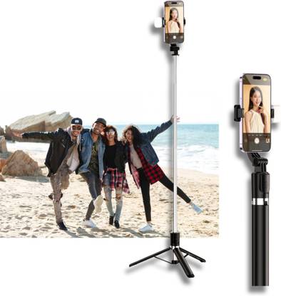 NKKL Perfect Design Selfie Stick Strong With Light, Multi Purpose Use Bluetooth Remote_VR30 Bluetooth Selfie Stick