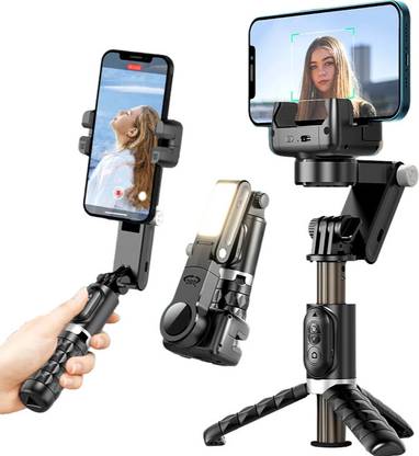 RETRACK Q18 Gimbal Stabilizer, Extendable Auto Balance Selfie Stick Tripod with Fill Light, 360° Face Tracking Stand, 1-Axis Multifunction Remote, for iPhone/Android Smartphone, Video Recording Bluetooth Selfie Stick