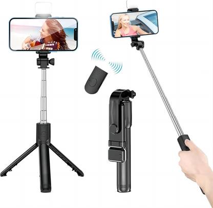 V4U Selfie Stick with Flash Light, All in One Portable Selfie Stick Tripod Phone Holder with Detachable Wireless Remote Bluetooth Selfie Stick