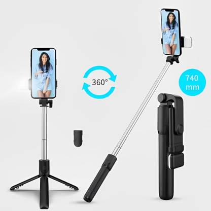 DAUMI Tripod with Bluetooth Remote & LED Light – Lightweight, Foldable, Extendable for Vlogging & Mobile Photography Bluetooth Selfie Stick