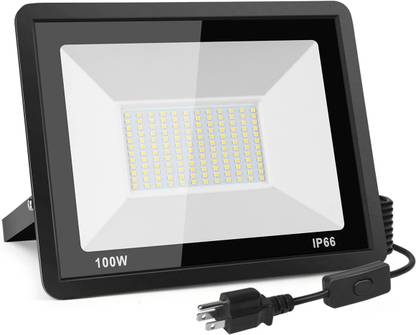 LIGAGEDE 100W LED Flood Light Outdoor, 10000LM LED Work Light with Plug Wired Sensor Security System