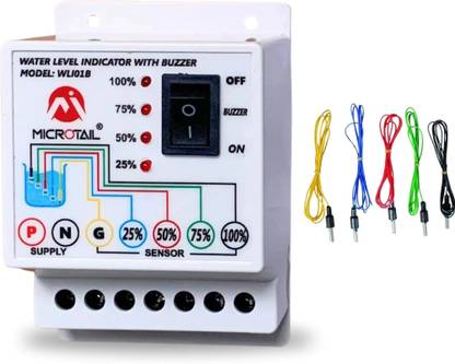 MICROTAIL Water Level Indicator with Alarm on Tank Full with 5 Sensors, Single Phase 230V Wired Sensor Security System