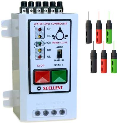 XM-INDIA Water level controller with Semi Auto Mode Function (Manual On-Auto Off) with 6 SS Sensors Wired Sensor Security System